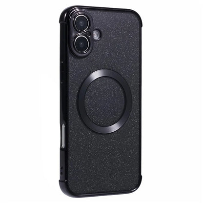 For iPhone 16 Case Electroplating Glitter TPU Clear Phone Cover Compatible with MagSafe