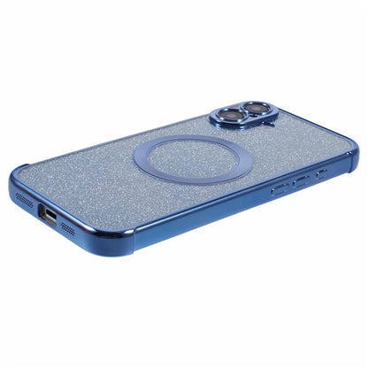 For iPhone 16 Case Electroplating Glitter TPU Clear Phone Cover Compatible with MagSafe