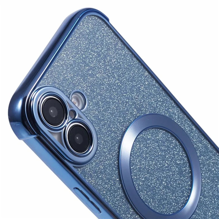 For iPhone 16 Case Electroplating Glitter TPU Clear Phone Cover Compatible with MagSafe