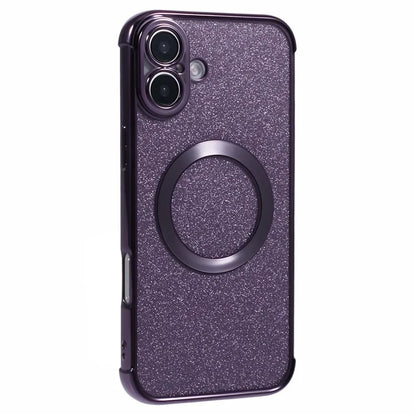 For iPhone 16 Case Electroplating Glitter TPU Clear Phone Cover Compatible with MagSafe