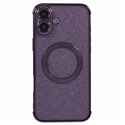 For iPhone 16 Case Electroplating Glitter TPU Clear Phone Cover Compatible with MagSafe