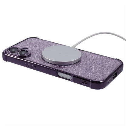 For iPhone 16 Case Electroplating Glitter TPU Clear Phone Cover Compatible with MagSafe