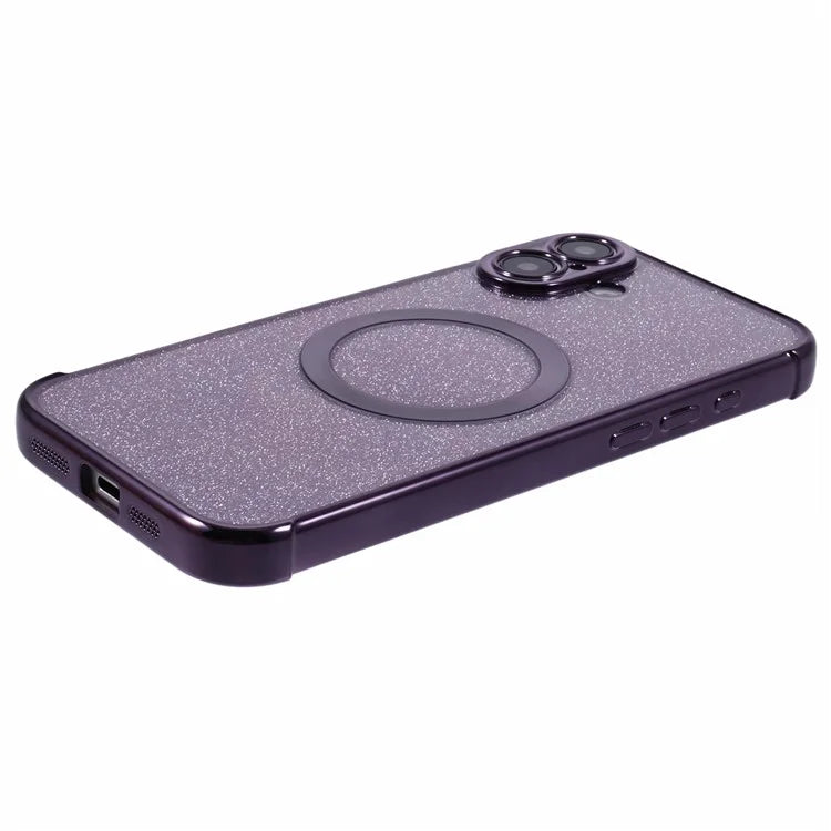 For iPhone 16 Case Electroplating Glitter TPU Clear Phone Cover Compatible with MagSafe