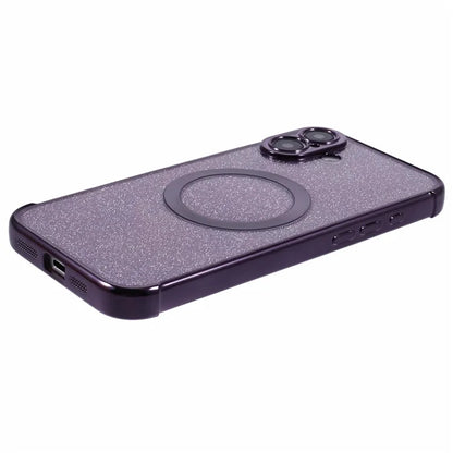 For iPhone 16 Case Electroplating Glitter TPU Clear Phone Cover Compatible with MagSafe