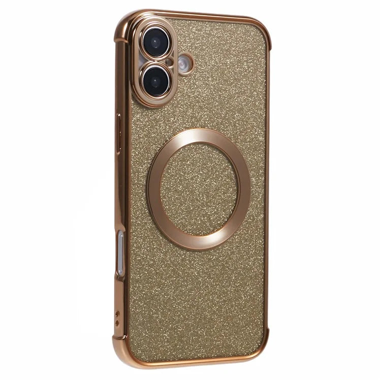 For iPhone 16 Case Electroplating Glitter TPU Clear Phone Cover Compatible with MagSafe