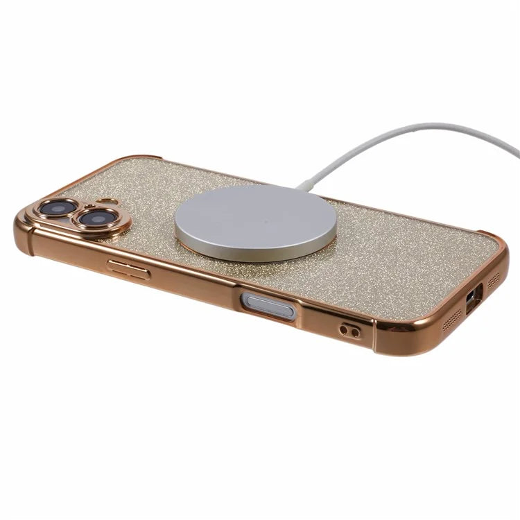For iPhone 16 Case Electroplating Glitter TPU Clear Phone Cover Compatible with MagSafe