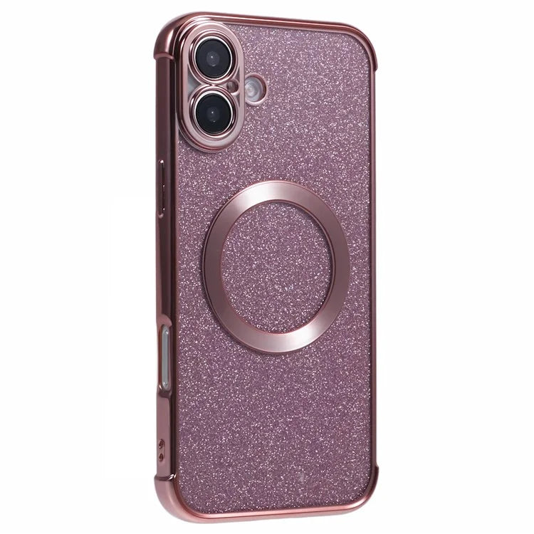 For iPhone 16 Case Electroplating Glitter TPU Clear Phone Cover Compatible with MagSafe