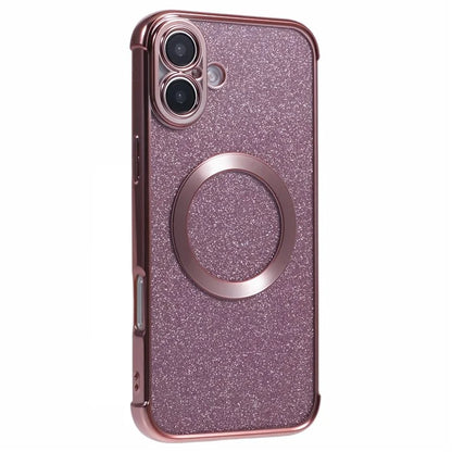 For iPhone 16 Case Electroplating Glitter TPU Clear Phone Cover Compatible with MagSafe