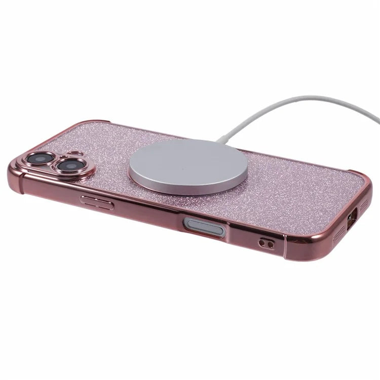 For iPhone 16 Case Electroplating Glitter TPU Clear Phone Cover Compatible with MagSafe