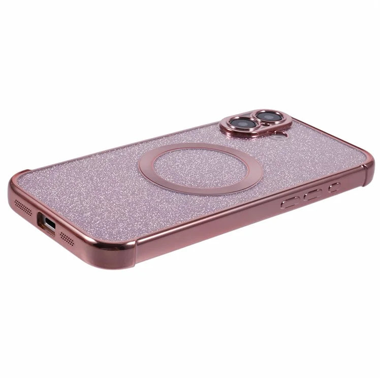 For iPhone 16 Case Electroplating Glitter TPU Clear Phone Cover Compatible with MagSafe