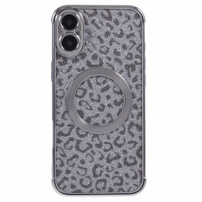 For iPhone 16 Plus Case Compatible with MagSafe Sparkly Leopard Print Clear TPU Phone Cover