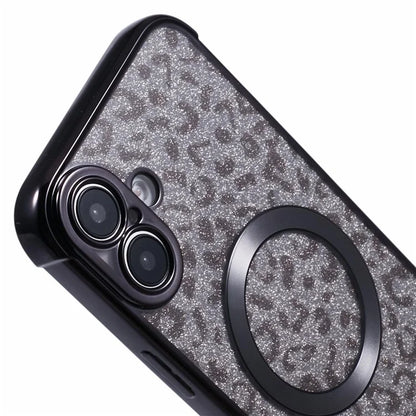 For iPhone 16 Plus Case Compatible with MagSafe Sparkly Leopard Print Clear TPU Phone Cover
