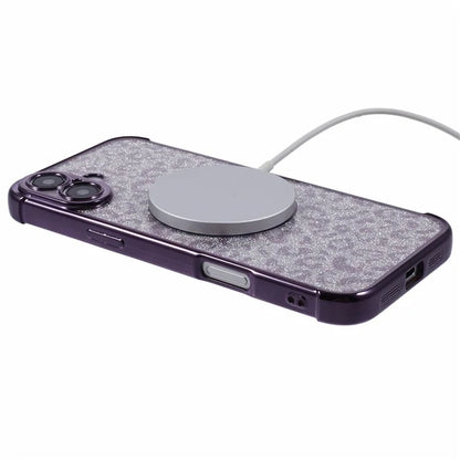 For iPhone 16 Plus Case Compatible with MagSafe Sparkly Leopard Print Clear TPU Phone Cover