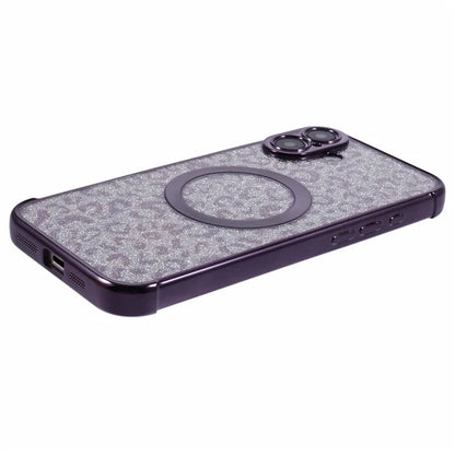 For iPhone 16 Plus Case Compatible with MagSafe Sparkly Leopard Print Clear TPU Phone Cover