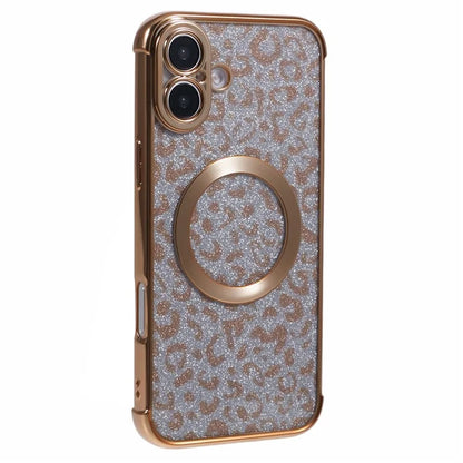 For iPhone 16 Plus Case Compatible with MagSafe Sparkly Leopard Print Clear TPU Phone Cover