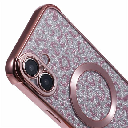 For iPhone 16 Plus Case Compatible with MagSafe Sparkly Leopard Print Clear TPU Phone Cover
