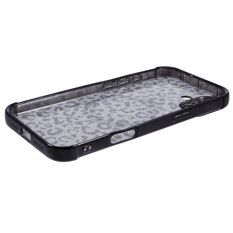 For iPhone 16 Case Compatible with MagSafe Sparkly Leopard Print Clear TPU Phone Cover