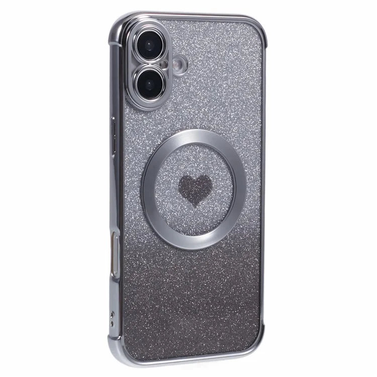 For iPhone 16 Plus Case Gradient Sparkle TPU Phone Cover Compatible with MagSafe