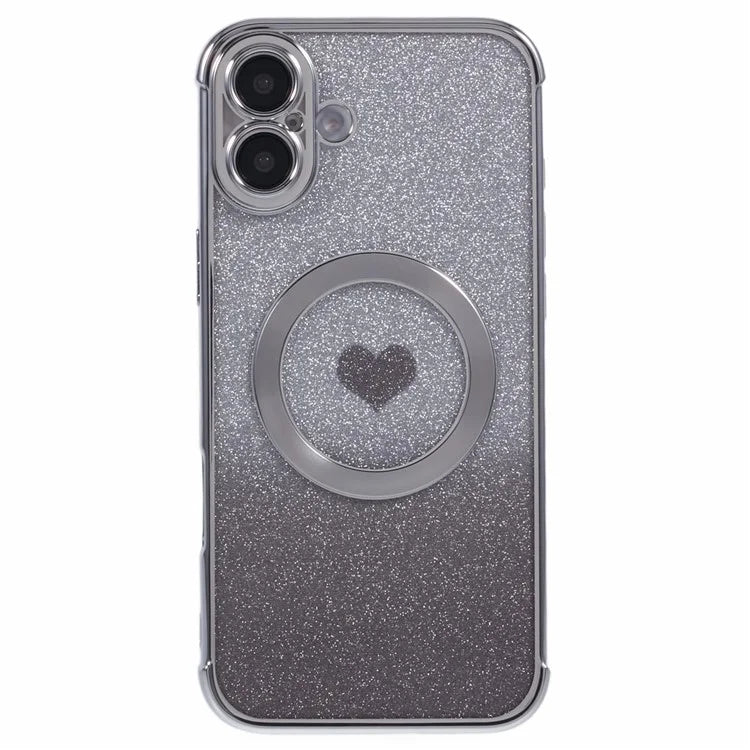 For iPhone 16 Plus Case Gradient Sparkle TPU Phone Cover Compatible with MagSafe