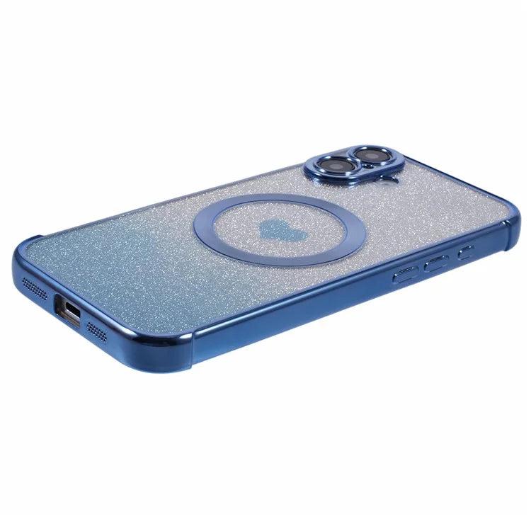 For iPhone 16 Plus Case Gradient Sparkle TPU Phone Cover Compatible with MagSafe
