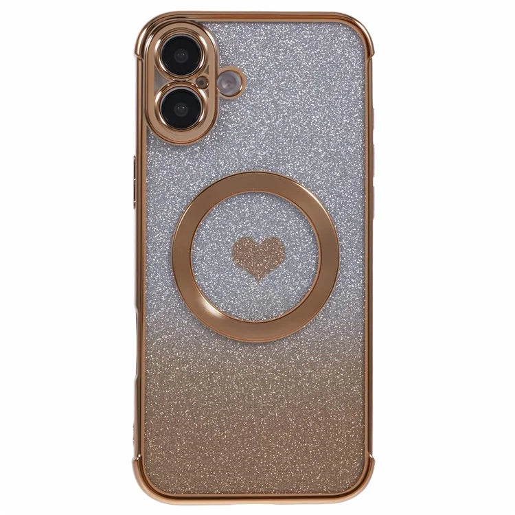 For iPhone 16 Plus Case Gradient Sparkle TPU Phone Cover Compatible with MagSafe