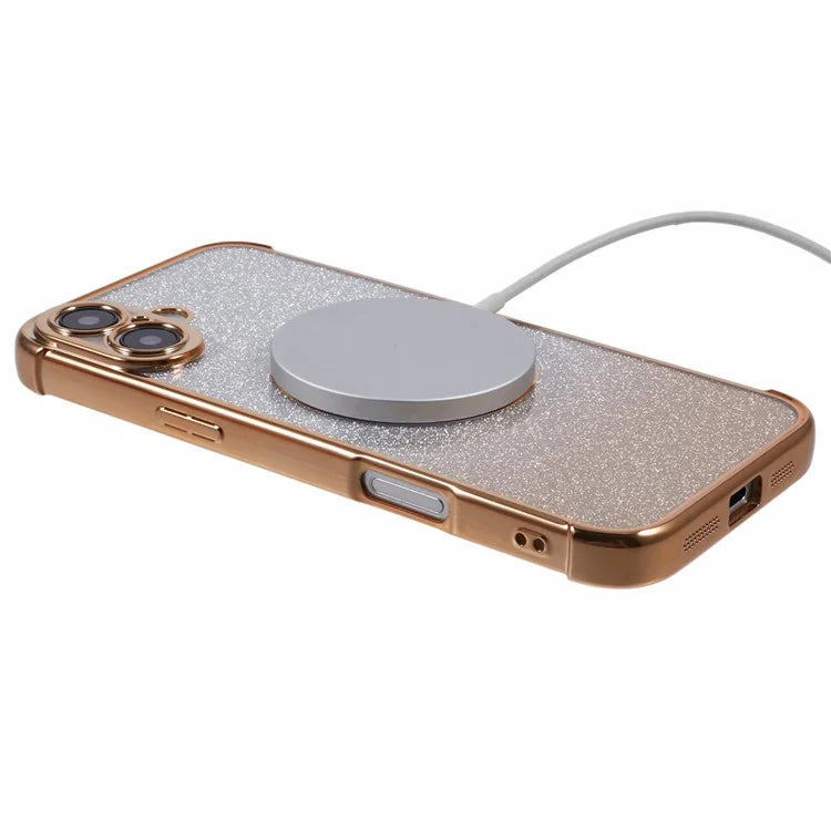 For iPhone 16 Plus Case Gradient Sparkle TPU Phone Cover Compatible with MagSafe