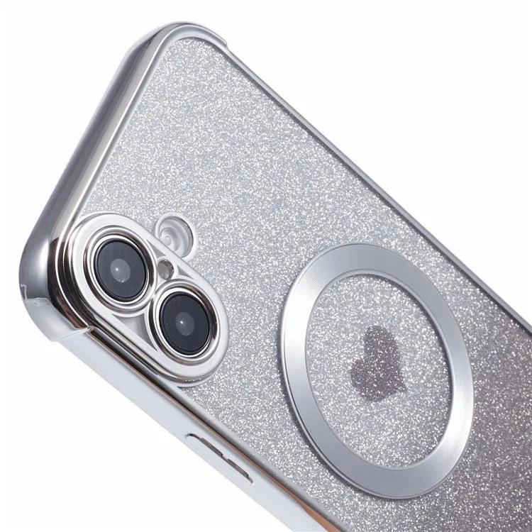 For iPhone 16 Case Gradient Sparkle TPU Phone Cover Compatible with MagSafe