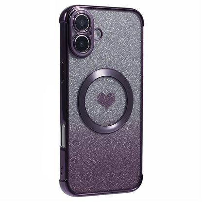 For iPhone 16 Case Gradient Sparkle TPU Phone Cover Compatible with MagSafe