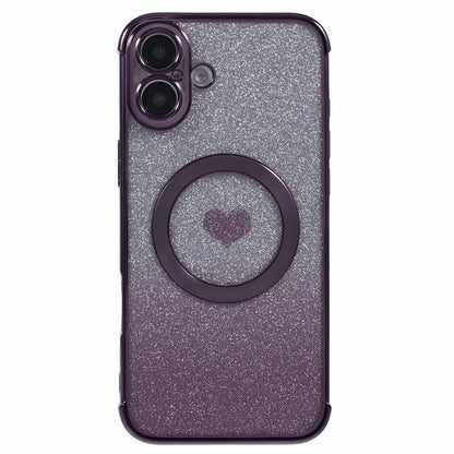 For iPhone 16 Case Gradient Sparkle TPU Phone Cover Compatible with MagSafe