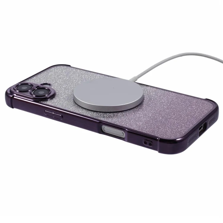 For iPhone 16 Case Gradient Sparkle TPU Phone Cover Compatible with MagSafe