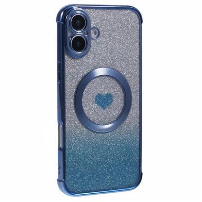 For iPhone 16 Case Gradient Sparkle TPU Phone Cover Compatible with MagSafe