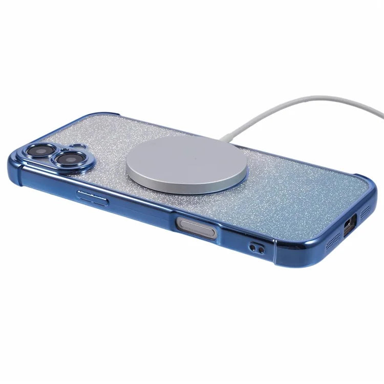 For iPhone 16 Case Gradient Sparkle TPU Phone Cover Compatible with MagSafe