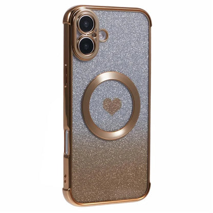 For iPhone 16 Case Gradient Sparkle TPU Phone Cover Compatible with MagSafe