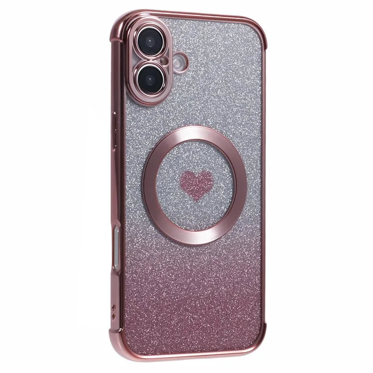For iPhone 16 Case Gradient Sparkle TPU Phone Cover Compatible with MagSafe
