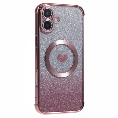 For iPhone 16 Case Gradient Sparkle TPU Phone Cover Compatible with MagSafe