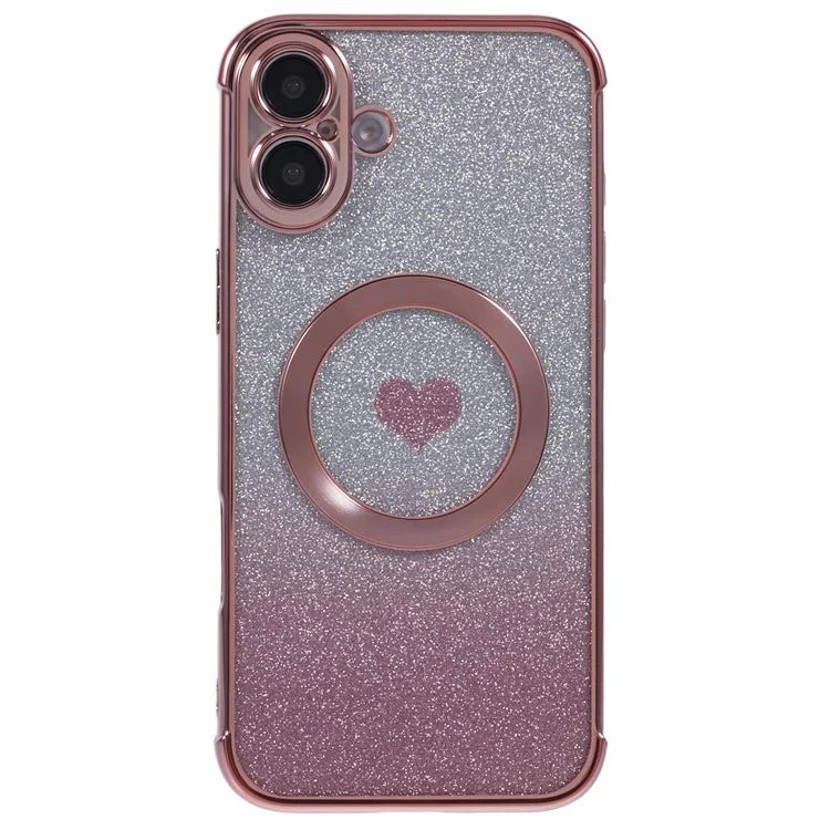 For iPhone 16 Case Gradient Sparkle TPU Phone Cover Compatible with MagSafe