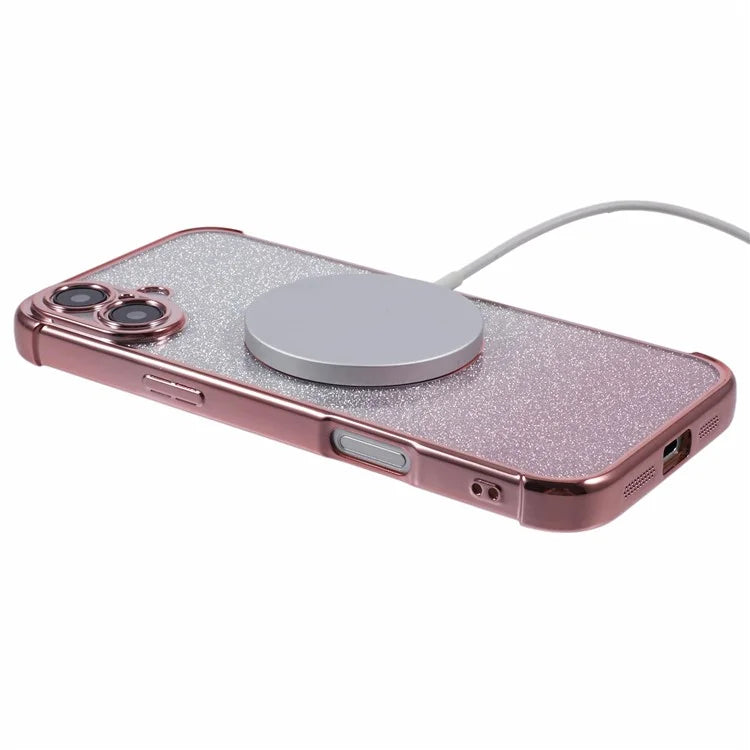 For iPhone 16 Case Gradient Sparkle TPU Phone Cover Compatible with MagSafe