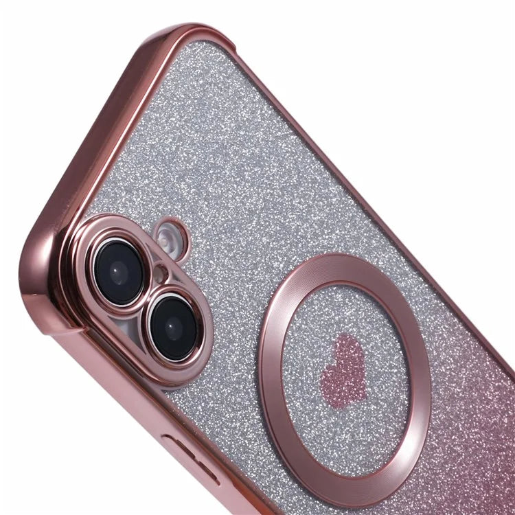For iPhone 16 Case Gradient Sparkle TPU Phone Cover Compatible with MagSafe
