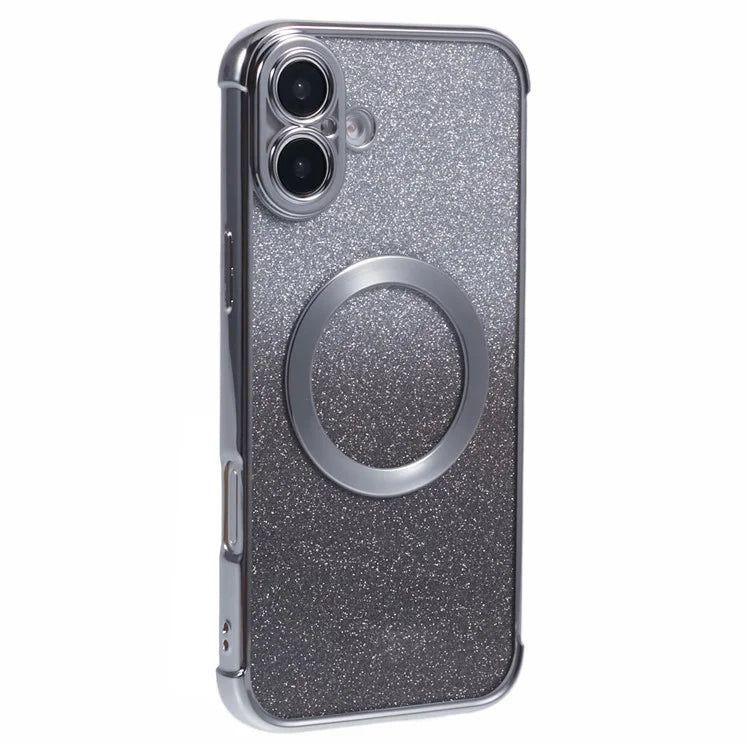For iPhone 16 Plus Case Compatible with MagSafe Electroplating TPU Gradient Glitter Phone Cover