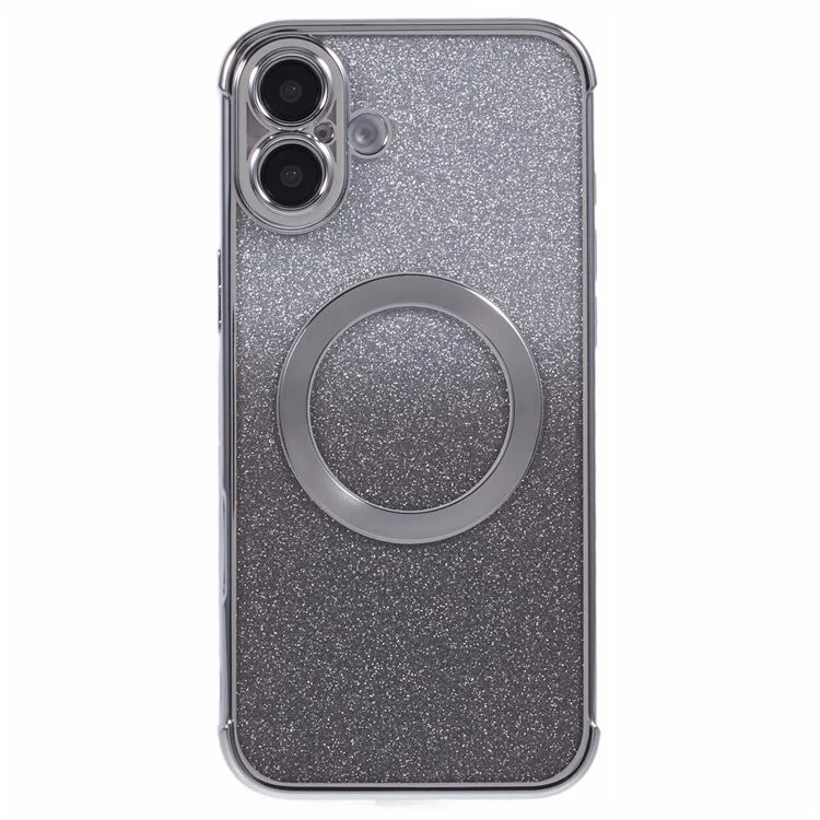 For iPhone 16 Plus Case Compatible with MagSafe Electroplating TPU Gradient Glitter Phone Cover