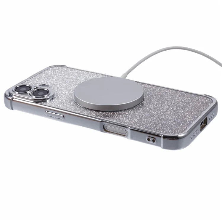 For iPhone 16 Plus Case Compatible with MagSafe Electroplating TPU Gradient Glitter Phone Cover
