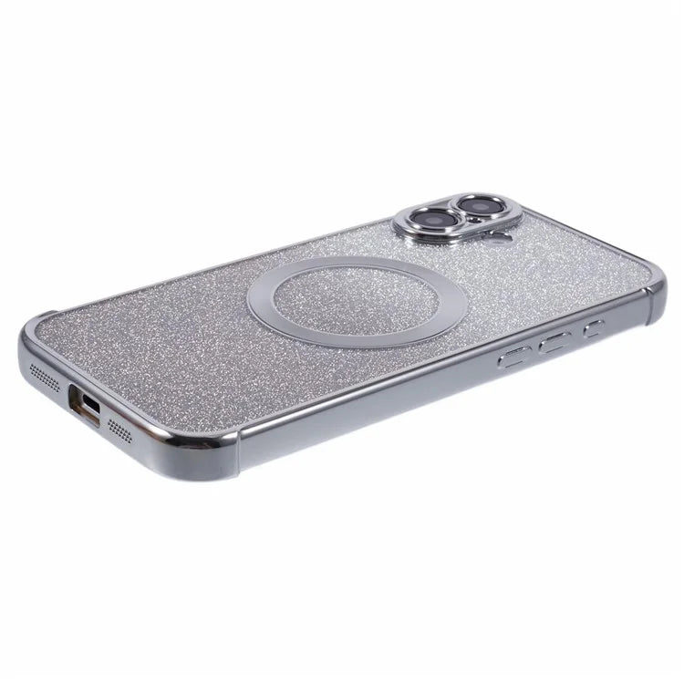 For iPhone 16 Plus Case Compatible with MagSafe Electroplating TPU Gradient Glitter Phone Cover
