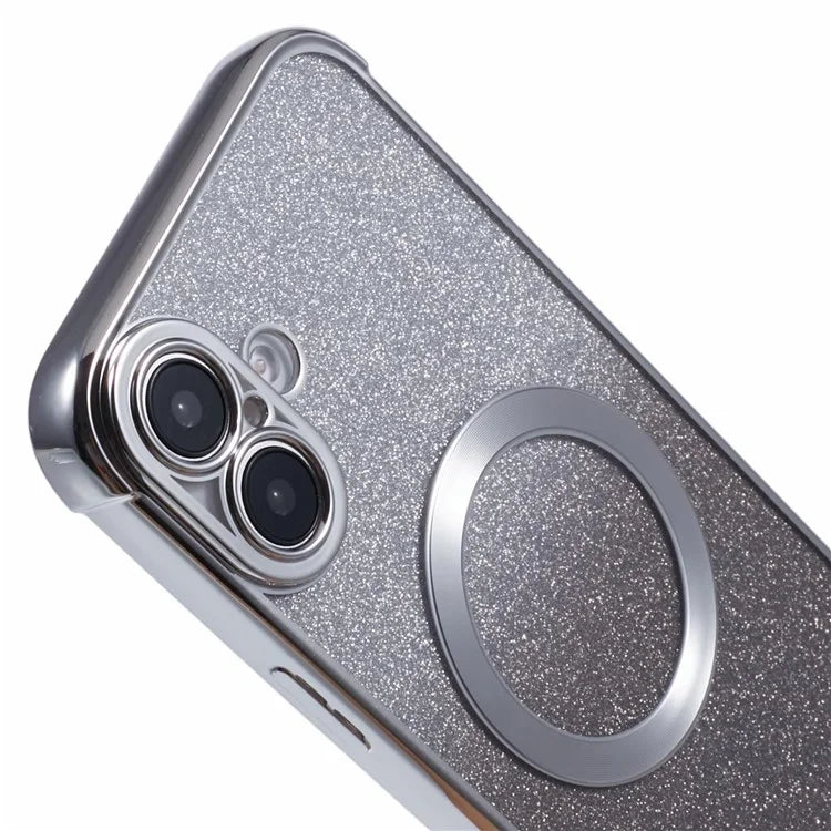 For iPhone 16 Plus Case Compatible with MagSafe Electroplating TPU Gradient Glitter Phone Cover