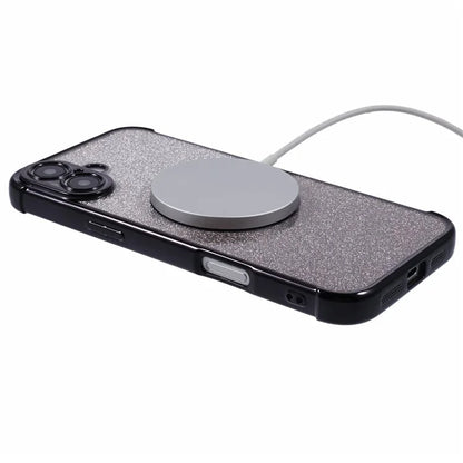 For iPhone 16 Plus Case Compatible with MagSafe Electroplating TPU Gradient Glitter Phone Cover