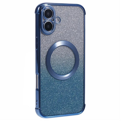 For iPhone 16 Plus Case Compatible with MagSafe Electroplating TPU Gradient Glitter Phone Cover