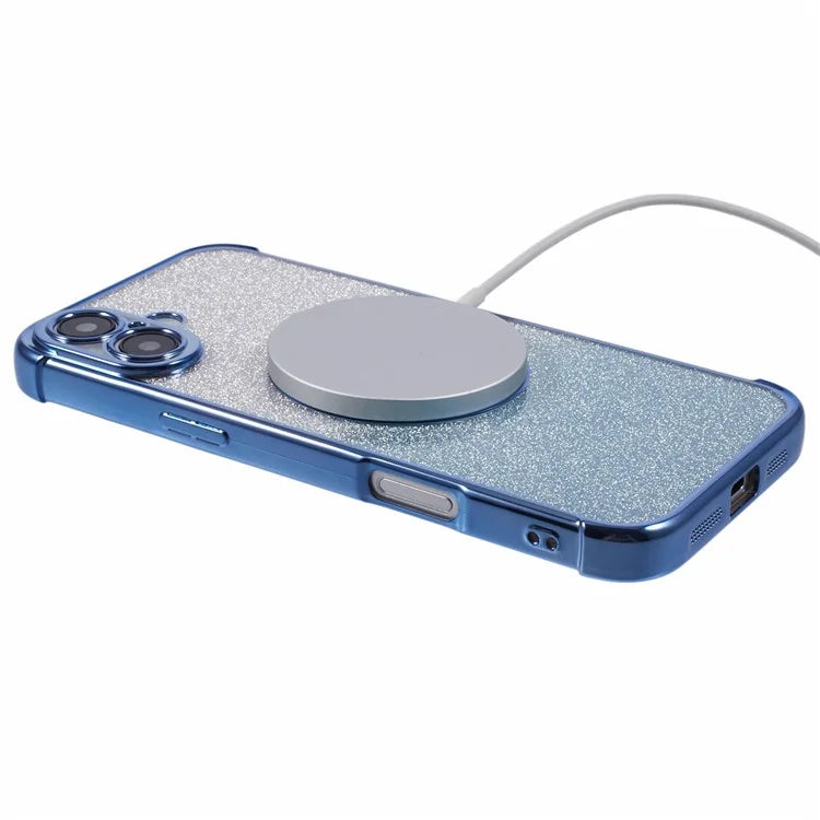 For iPhone 16 Plus Case Compatible with MagSafe Electroplating TPU Gradient Glitter Phone Cover