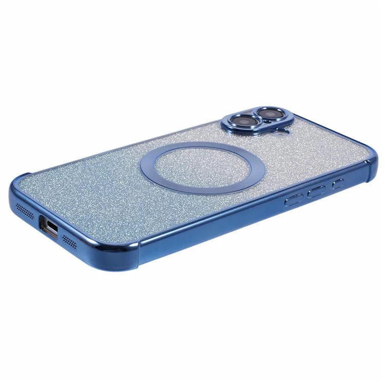 For iPhone 16 Plus Case Compatible with MagSafe Electroplating TPU Gradient Glitter Phone Cover