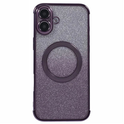 For iPhone 16 Plus Case Compatible with MagSafe Electroplating TPU Gradient Glitter Phone Cover