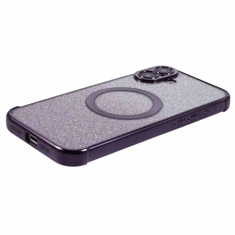 For iPhone 16 Plus Case Compatible with MagSafe Electroplating TPU Gradient Glitter Phone Cover