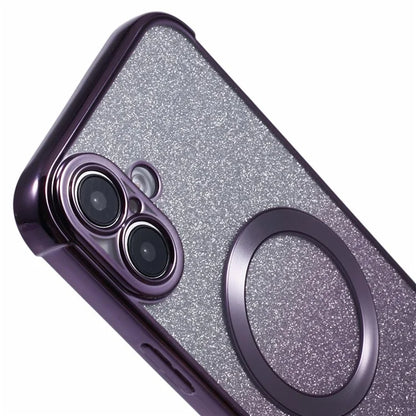 For iPhone 16 Plus Case Compatible with MagSafe Electroplating TPU Gradient Glitter Phone Cover